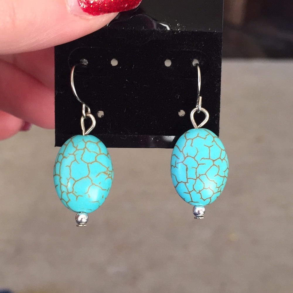 Silver and turquoise dangle earrings